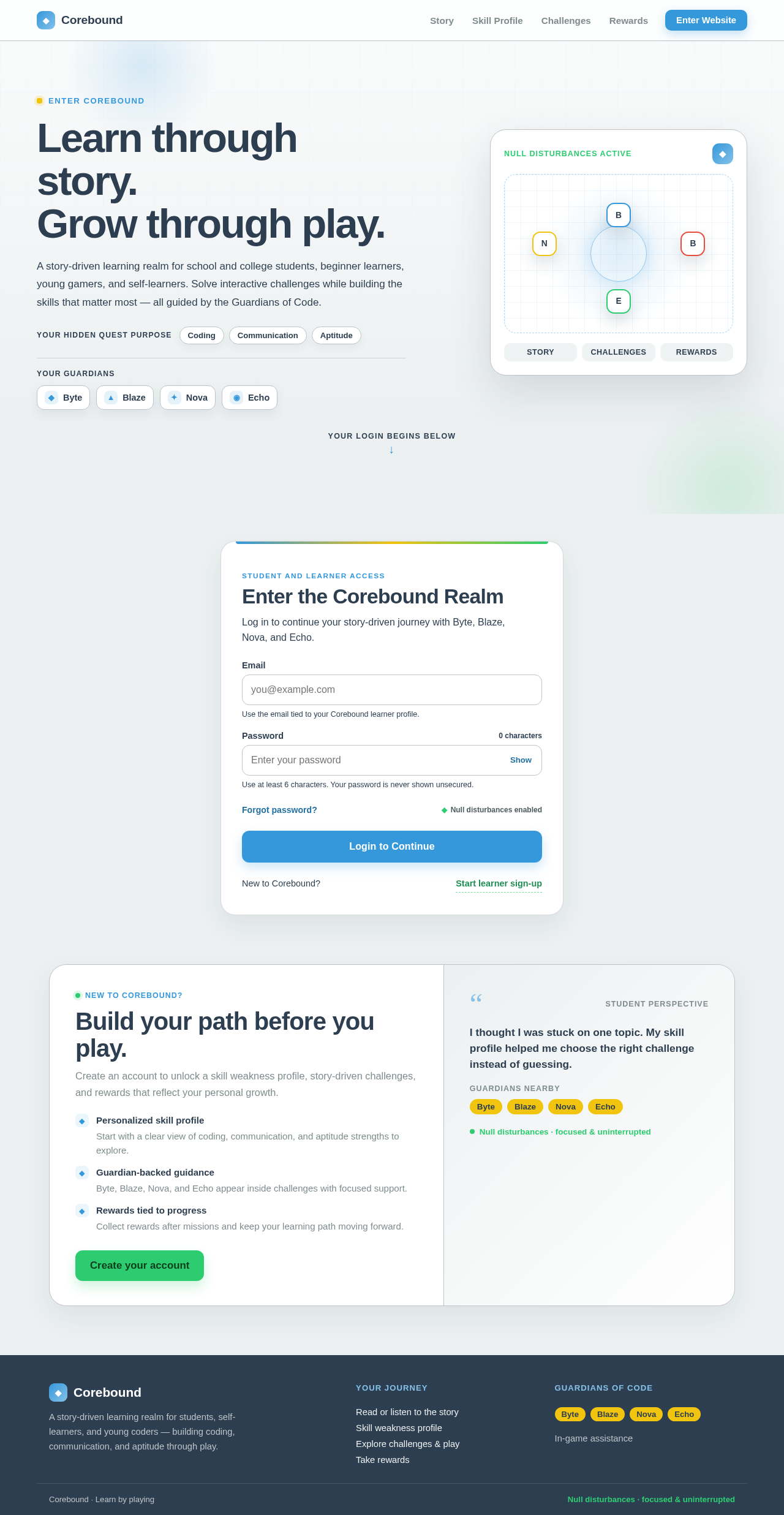 Login or enter the website design preview
