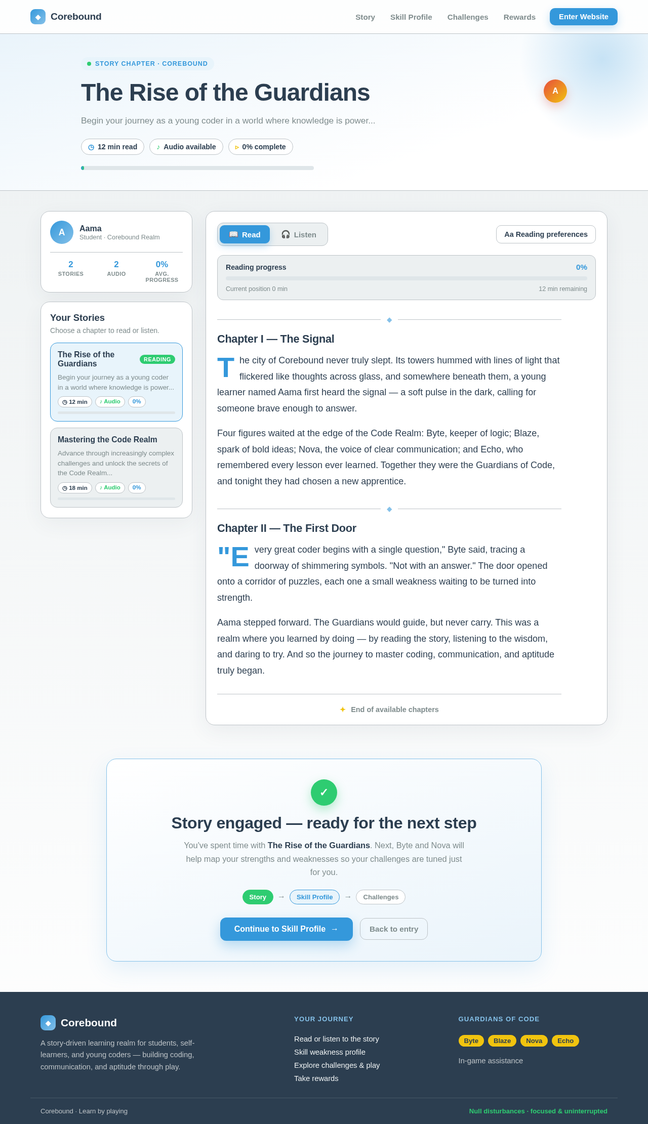 Read or listen to the story design preview
