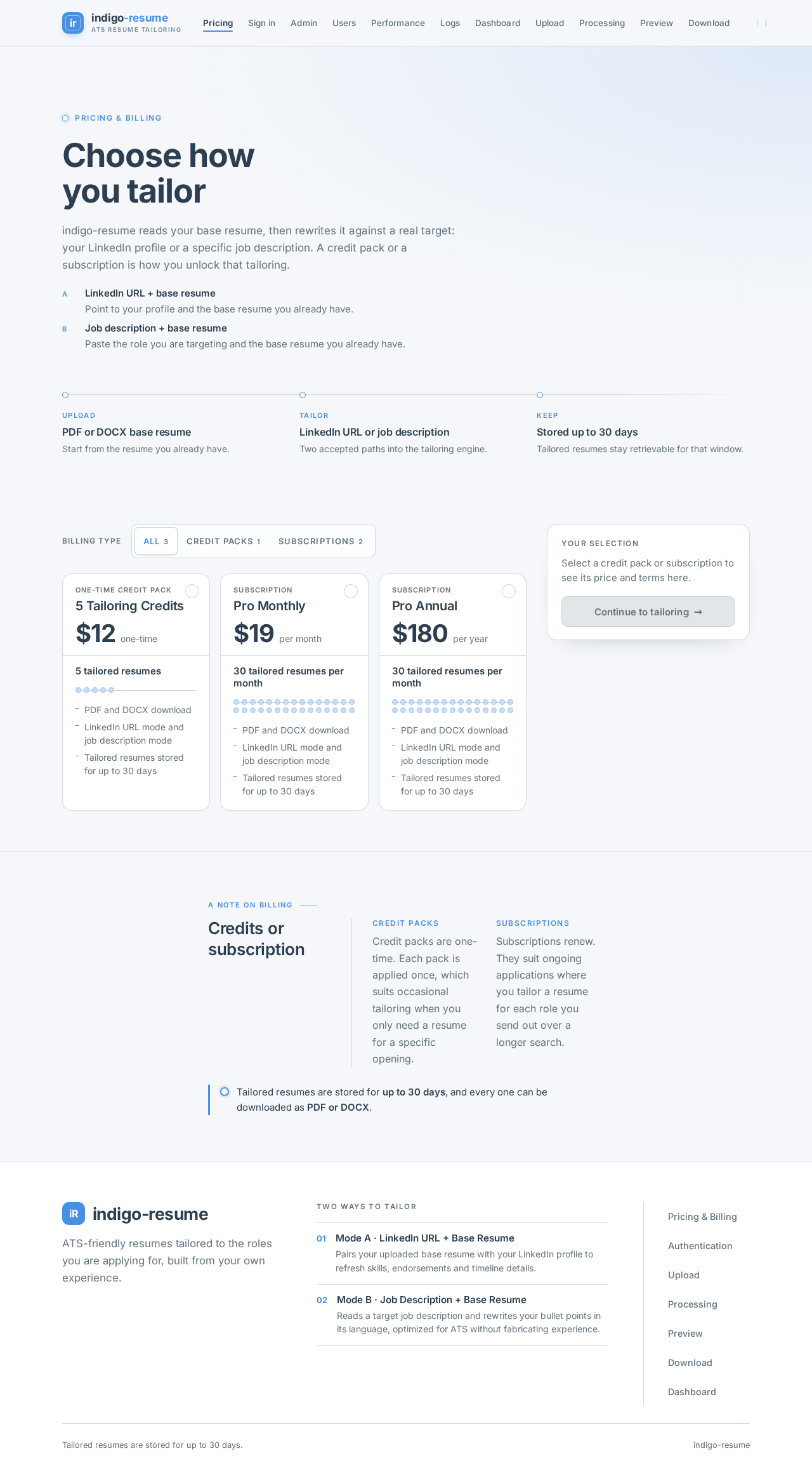 Pricing & Billing design preview