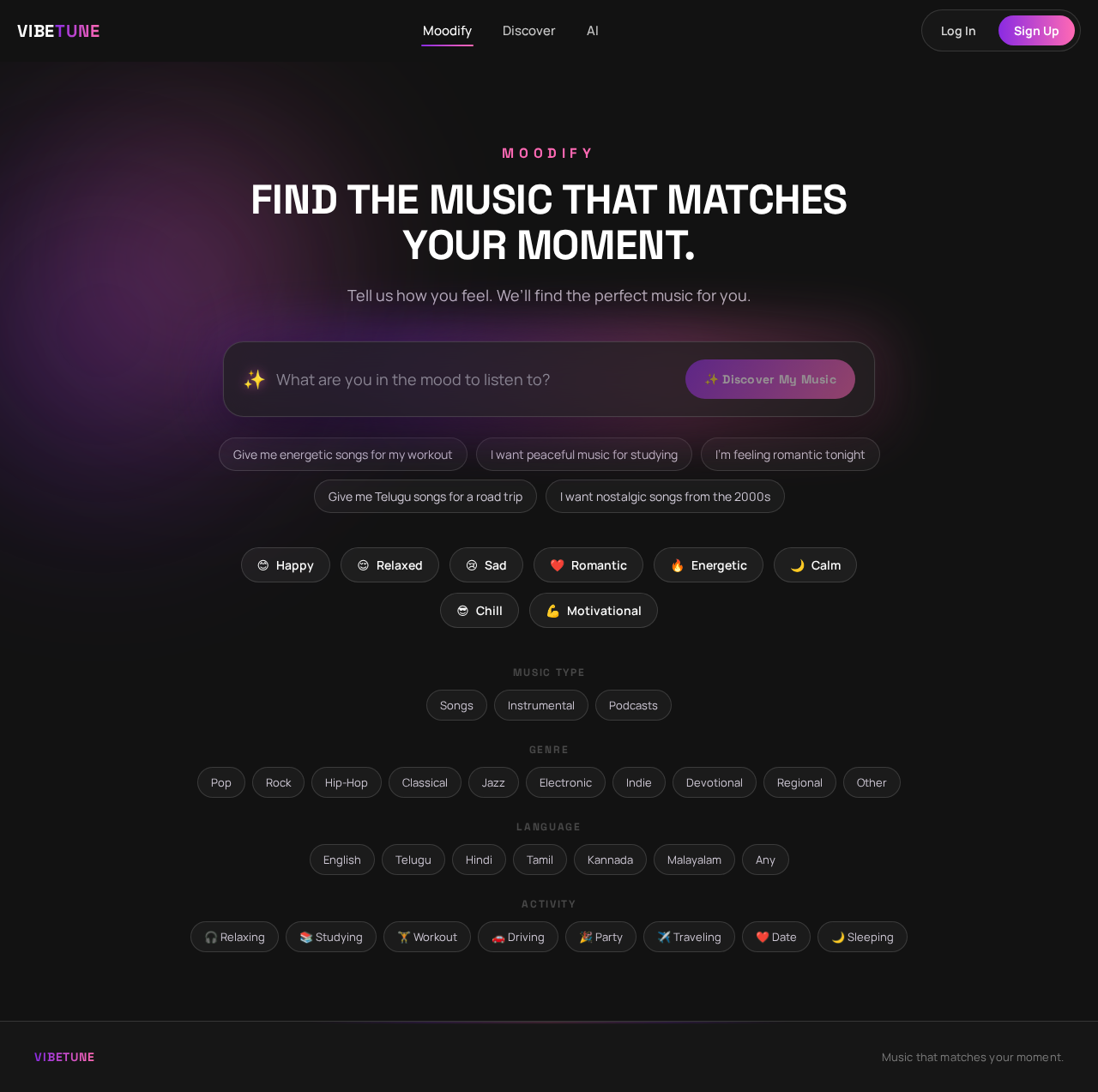 Moodify design preview
