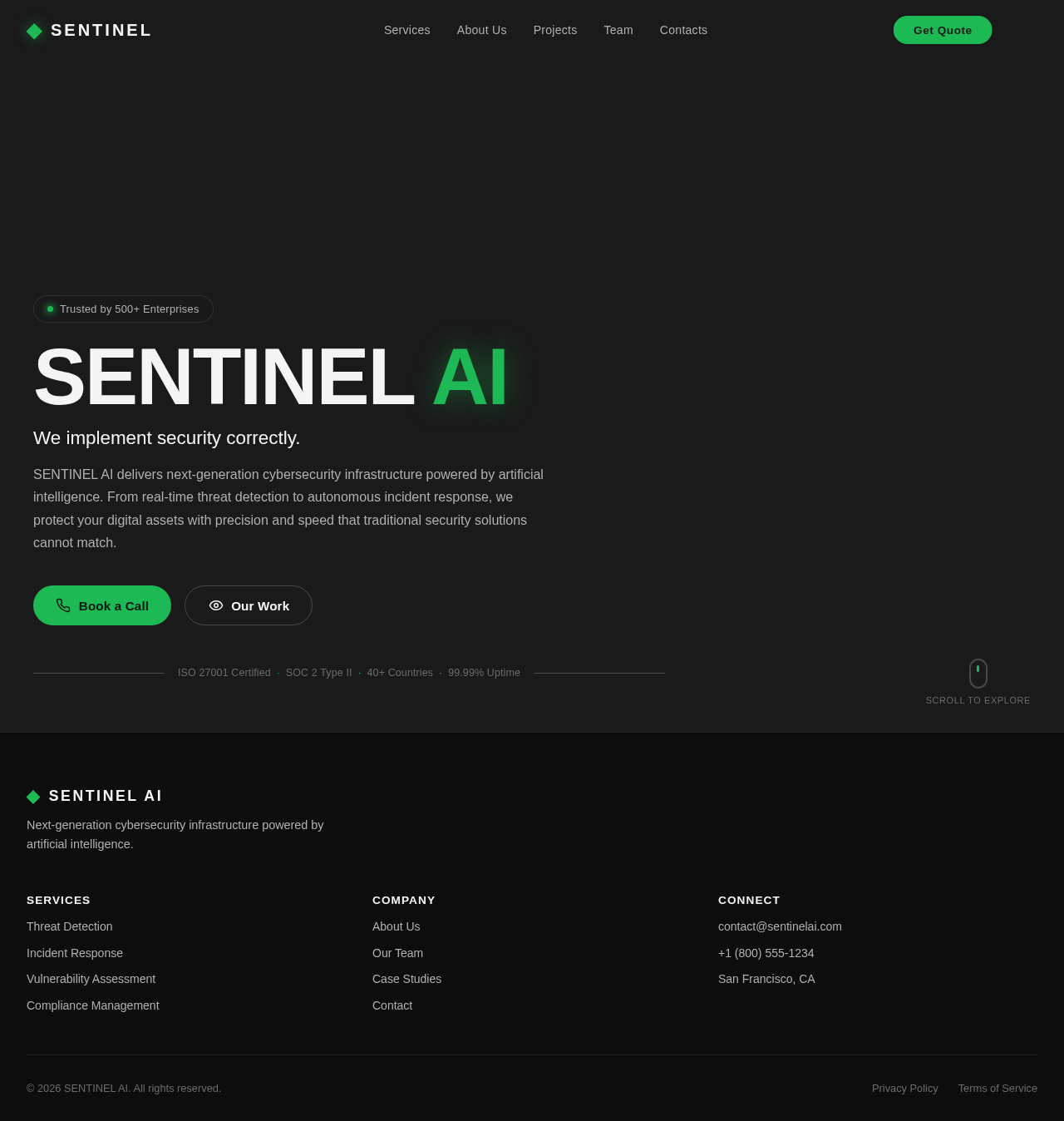 SENTINEL AI Landing Page design preview