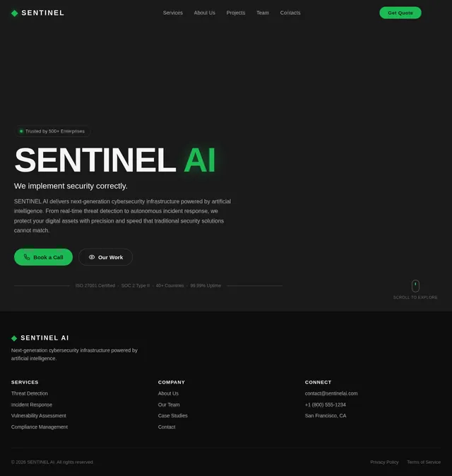 SENTINEL AI Landing Page