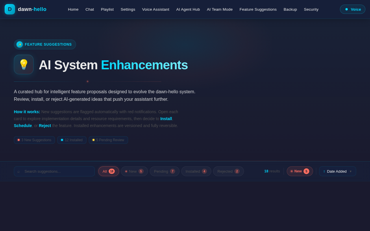 Feature Suggestions design preview