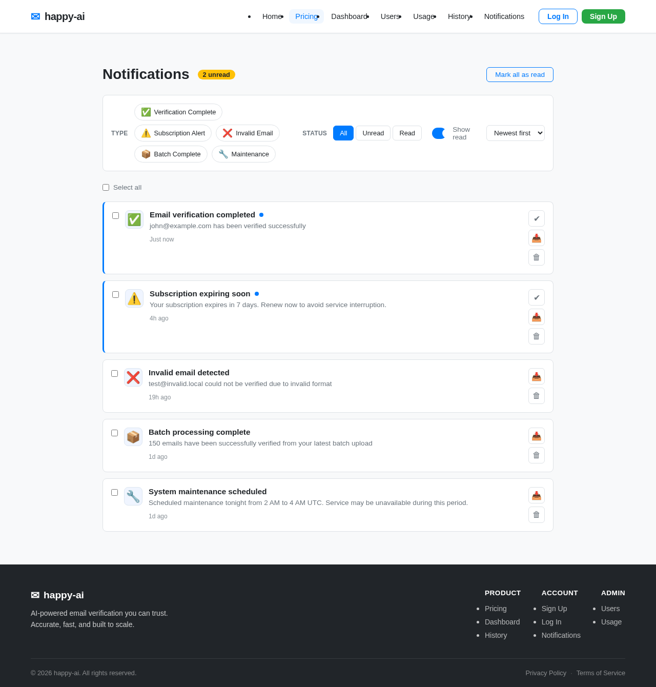 Notifications design preview