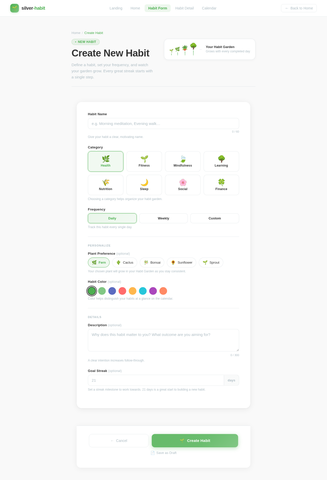 Habit Form design preview