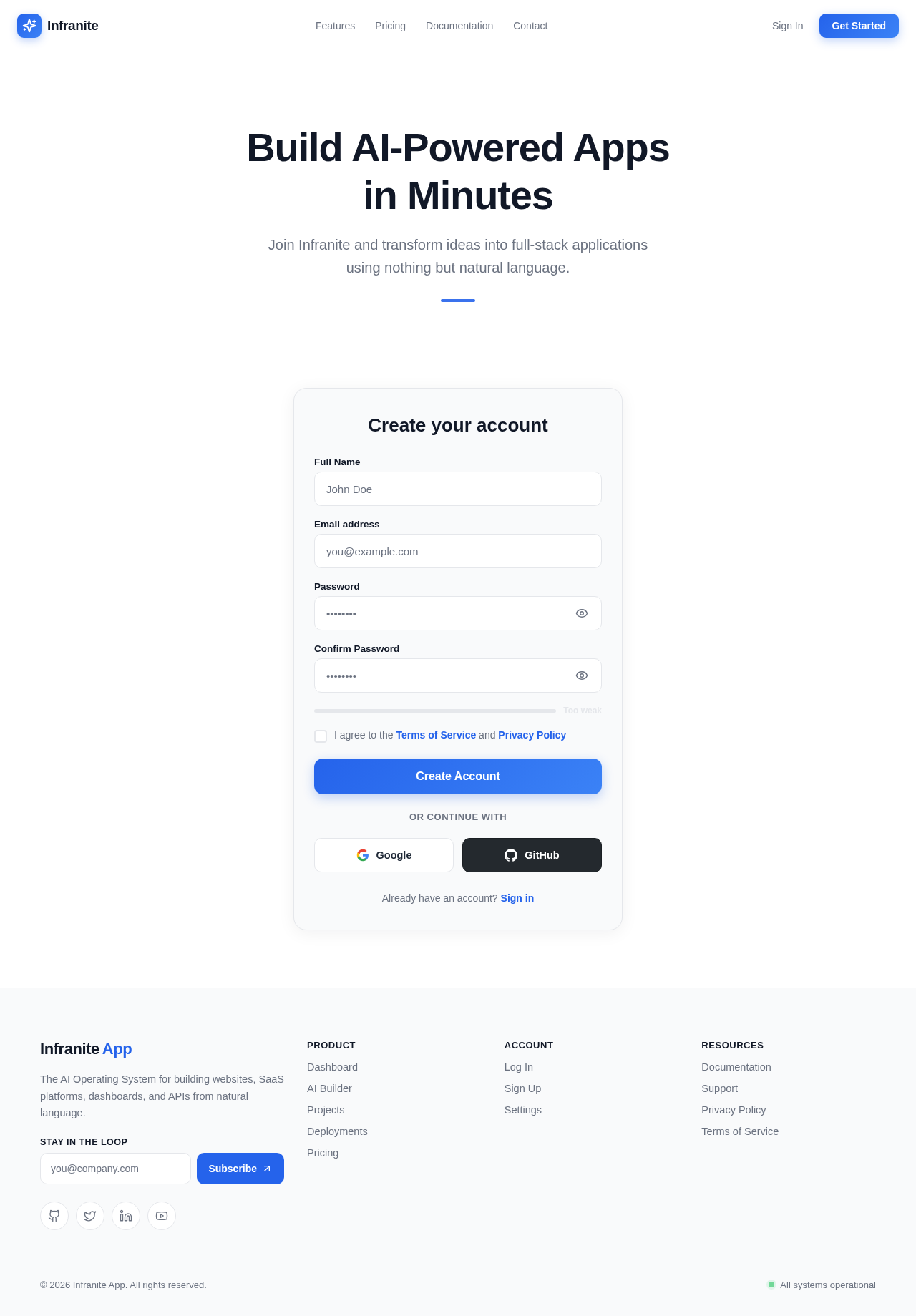Signup design preview