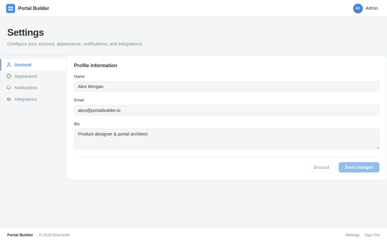 Settings design preview