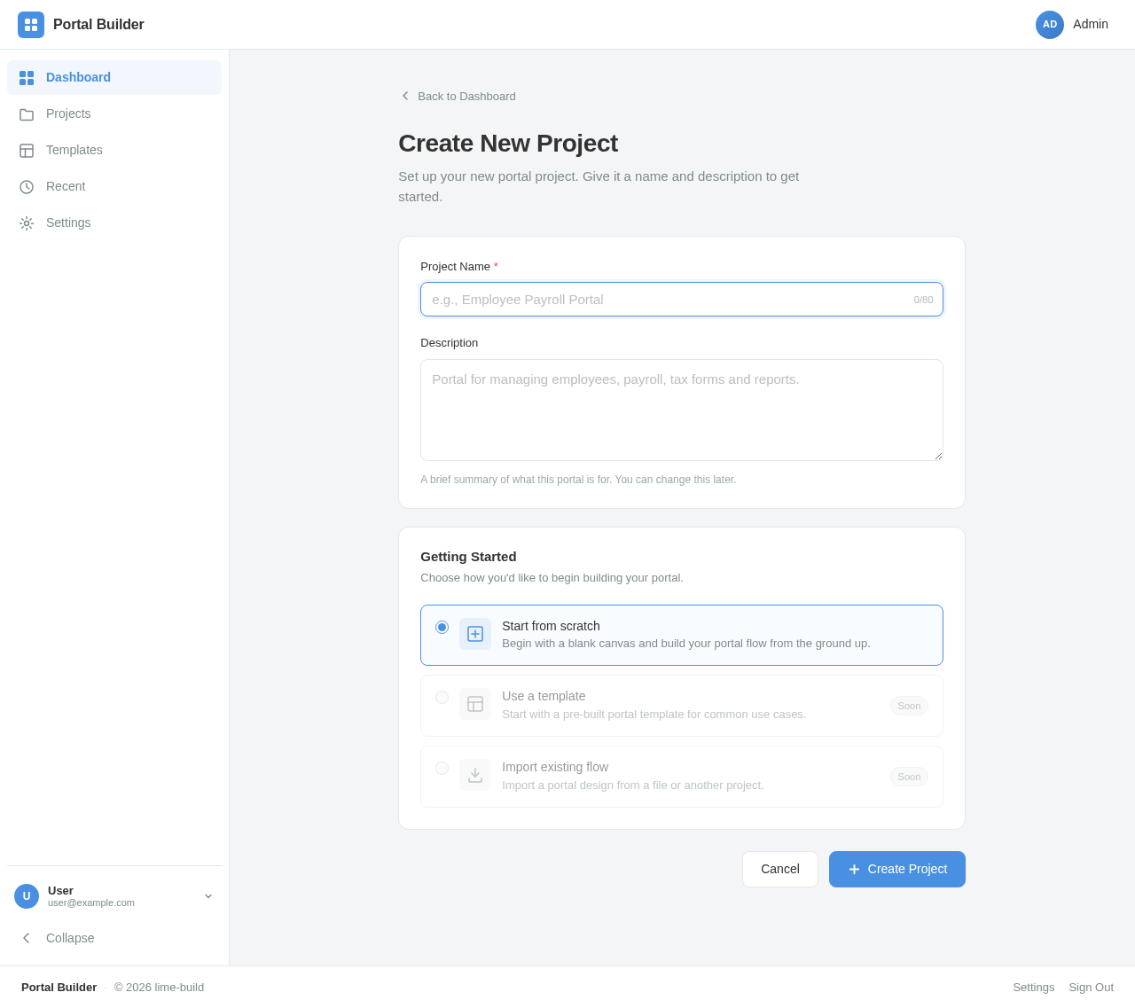 New Project design preview