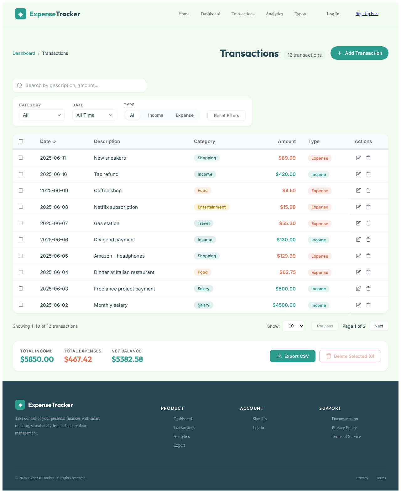Transactions design preview