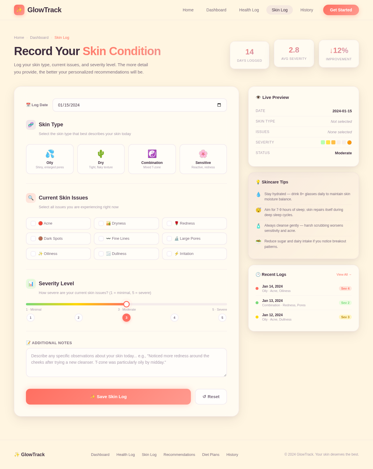 SkinLog design preview