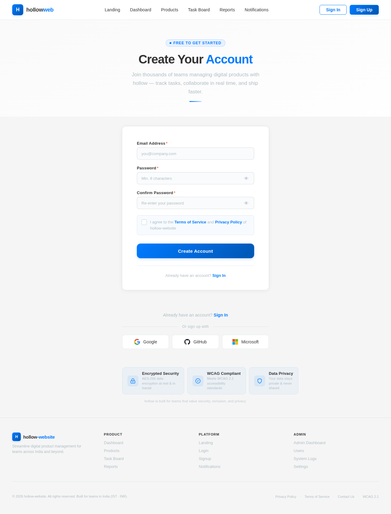 Signup design preview